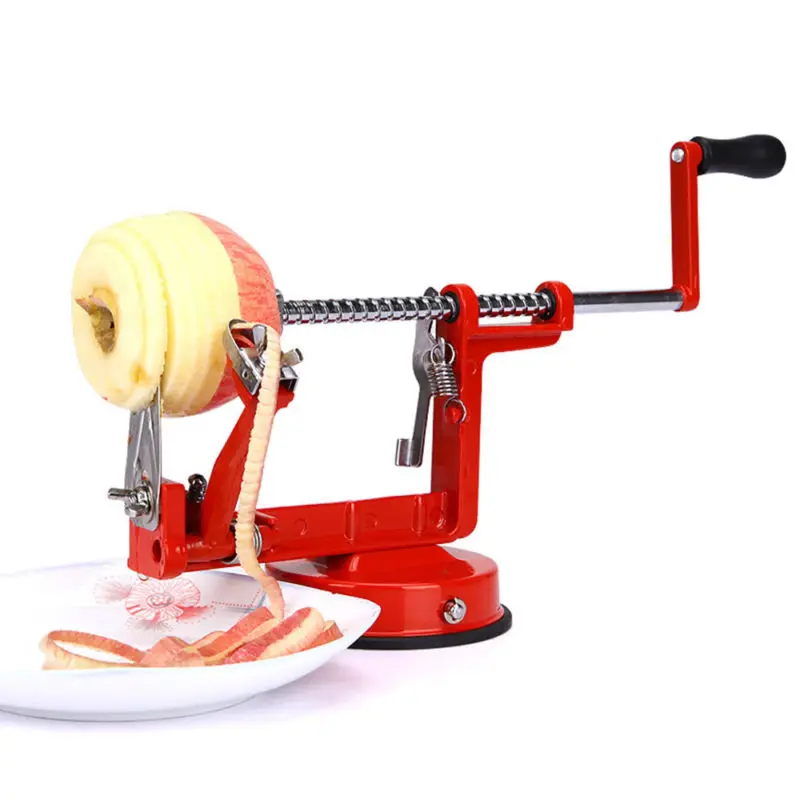 

WXL048 Adjustable Blades Kitchen Tool Gadgets Stainless Steel Core Slice Cutter Handheld Multifunction 3 in 1 Red Apple Peeler