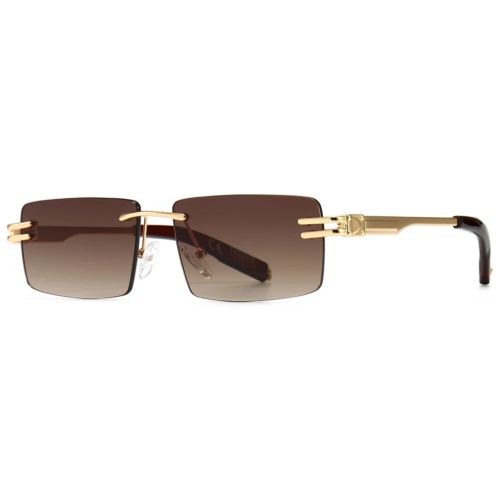 

Retro rectangular rimless male metal female square sun glasses men uv400 fashion sunglasses