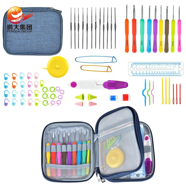 

Hot Selling 12 Ergonomic Aluminum Soft Handles 9 Knitting Needles 10 Stitch Markers 72 PCS Crochet Hooks Set, 2 colors