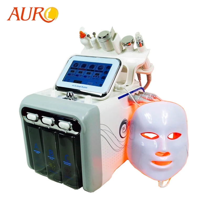 

Au-S517 7 in 1 Hidrafacial Machine/Water Microdermabrasion H2O2 Spray Ultrasonic RF Skin Scrubber Device, White