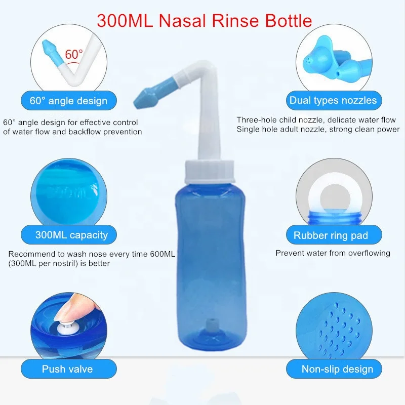 Nasal Salt Wash Sinus Allergies Nose Rinse Relief Saline Mix Cleaner ...