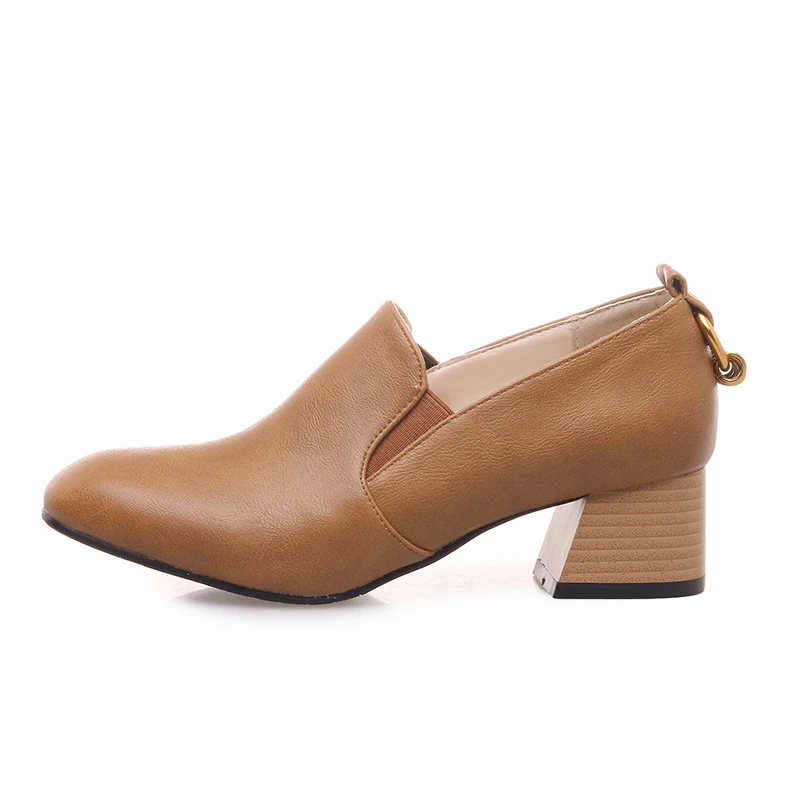 

new Square head solid color Elastic band light mouth Thick heel commuter shoe