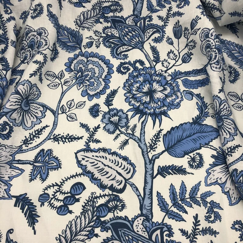 
Digital Print Custom Design 160gsm 100% Pure Linen fabric for Blouses and Shirts 