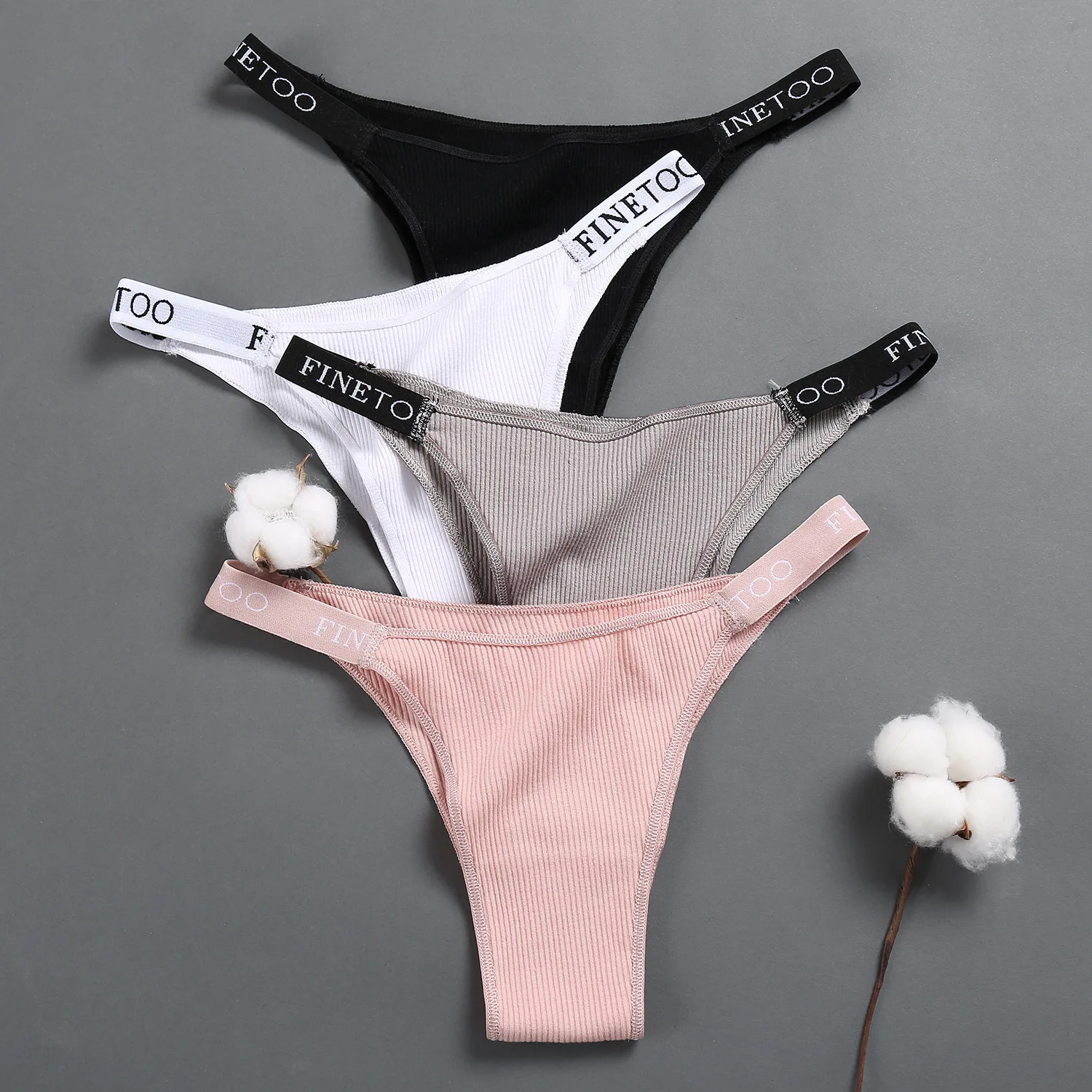 

2021 Wholesale OEM T Back Seamless G String High Waist Letter Belt Cotton Underwear Sexy Panties Black Thong