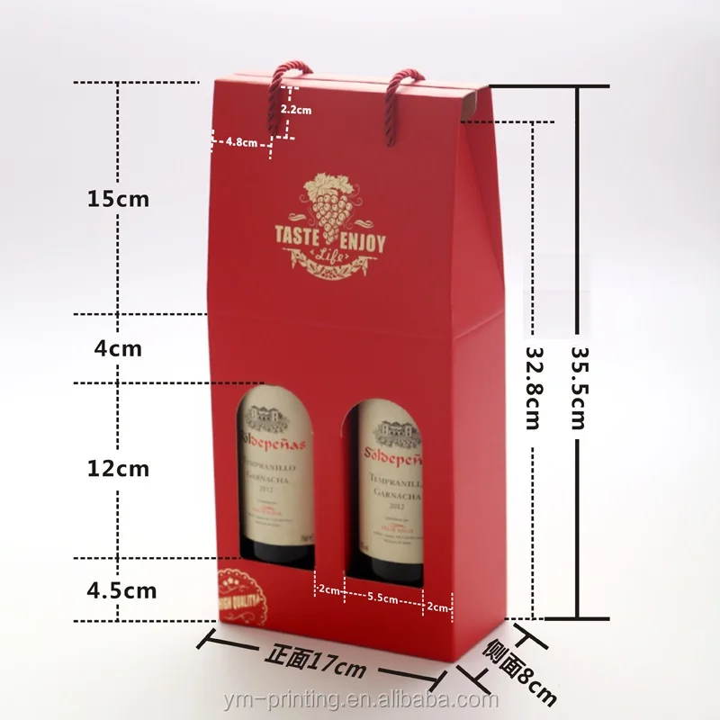 Custom Logo Corrugated Paper Wine Carton Shipping Box Luxury Rigid Cardboard Red Wine Bottle
