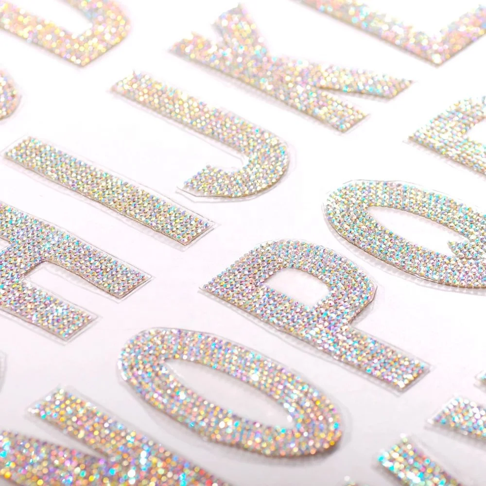 

Fashion Style A-Z English Alphabet Glitter Rhinestone Letter Patch Transfer For DIY Decoration(price is for each letter ), As per customer request