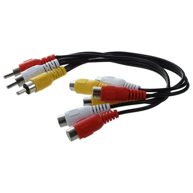 

3RCA to 6RCA Cables Male to Female Plug Splitter Audio Video High Quality AV Cord TV DVD Adapter about 30cm Wire