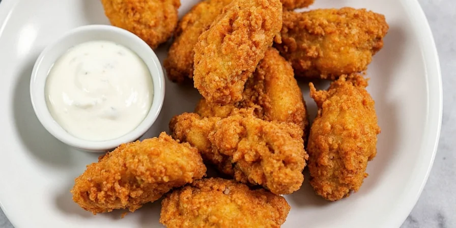 Lemon zest and black pepper coated chicken fingers