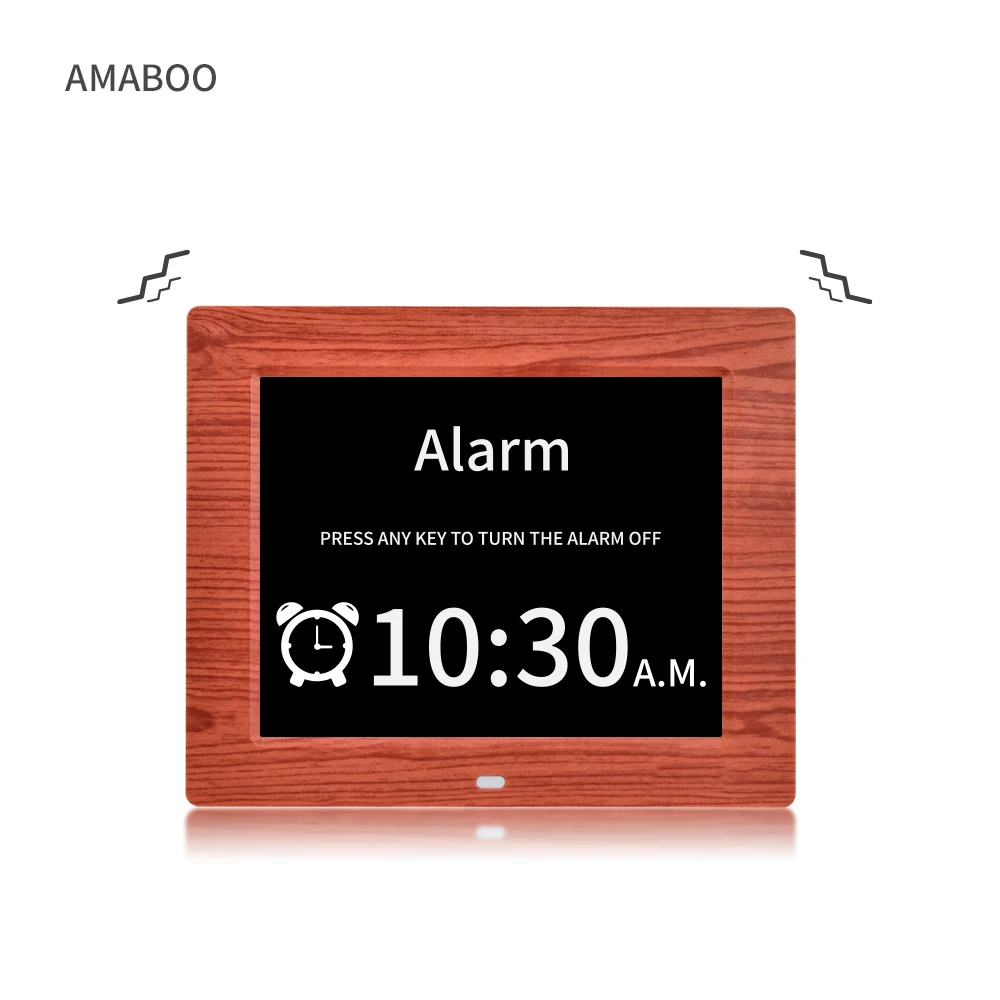 

8 Inch Industrial Design Alarm Calendar Days Multi Funtion With Weather Forecast Radio Dementie Travel Time Digital Table Clock, Black/white/wooden/drawing