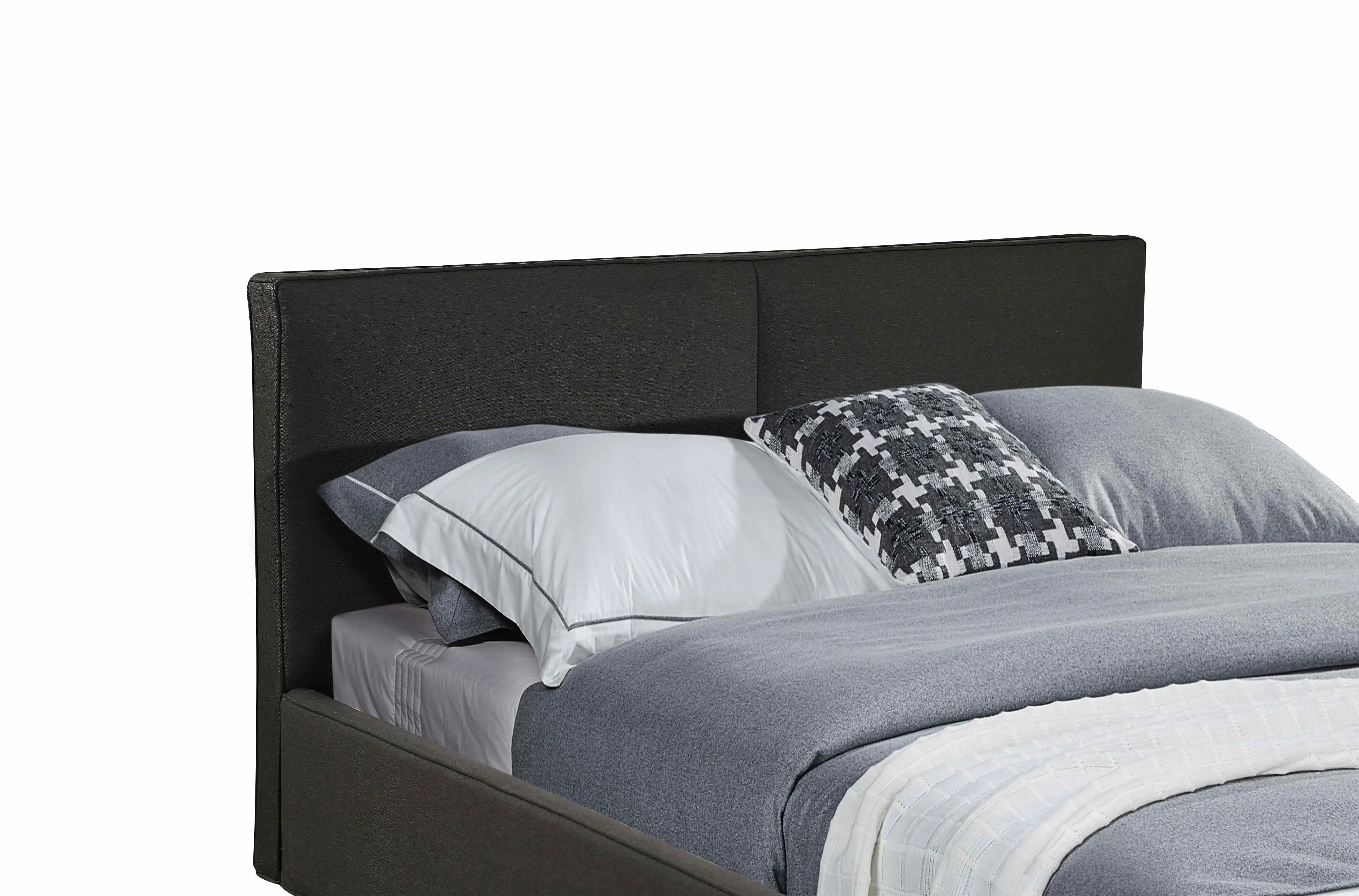 Cama De Fábrica De Diseño Moderno,Tela De Lino Gris Oscuro,Doble Tamaño