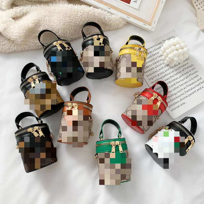 

2020 Classic pu bucket type handbags for kids girls women shoulder bag lady, 5 colors