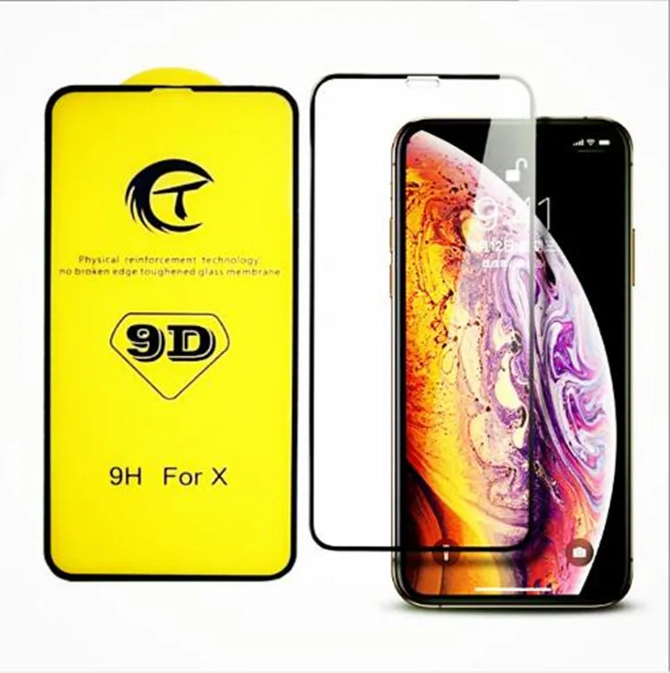 

9h/9d Cell Phone full cover tempered glass screen protector for XR X XS Max screen protector, Black white