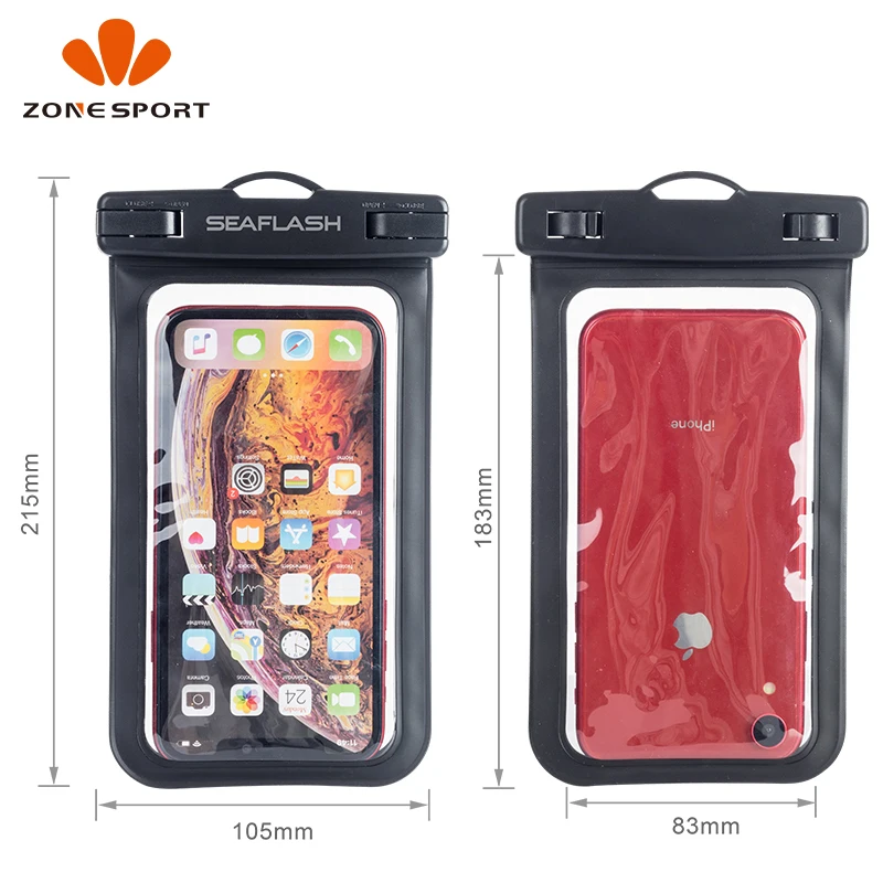 

New Arrival Outdoor PVC Waterproof Phone Bag With Transparent Fingerprint Unlock Touch Screen For Iphone12, Black, blue, green, pink, transparent, white