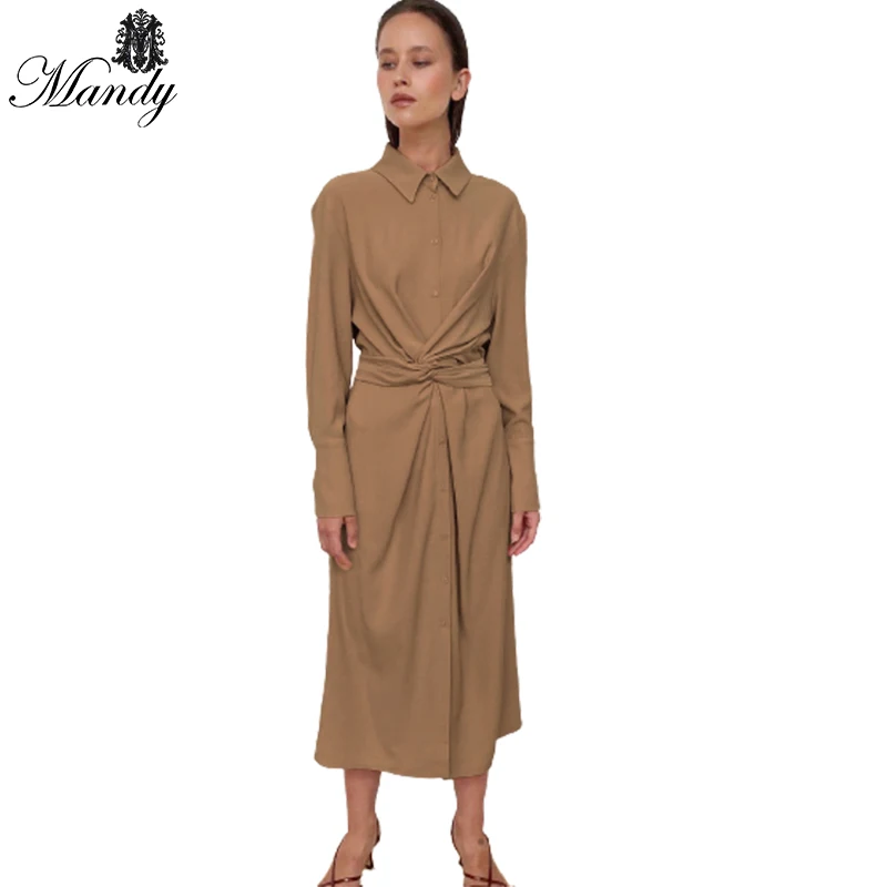 

2021 spring dress women new arrival shirt dress long sleeve female