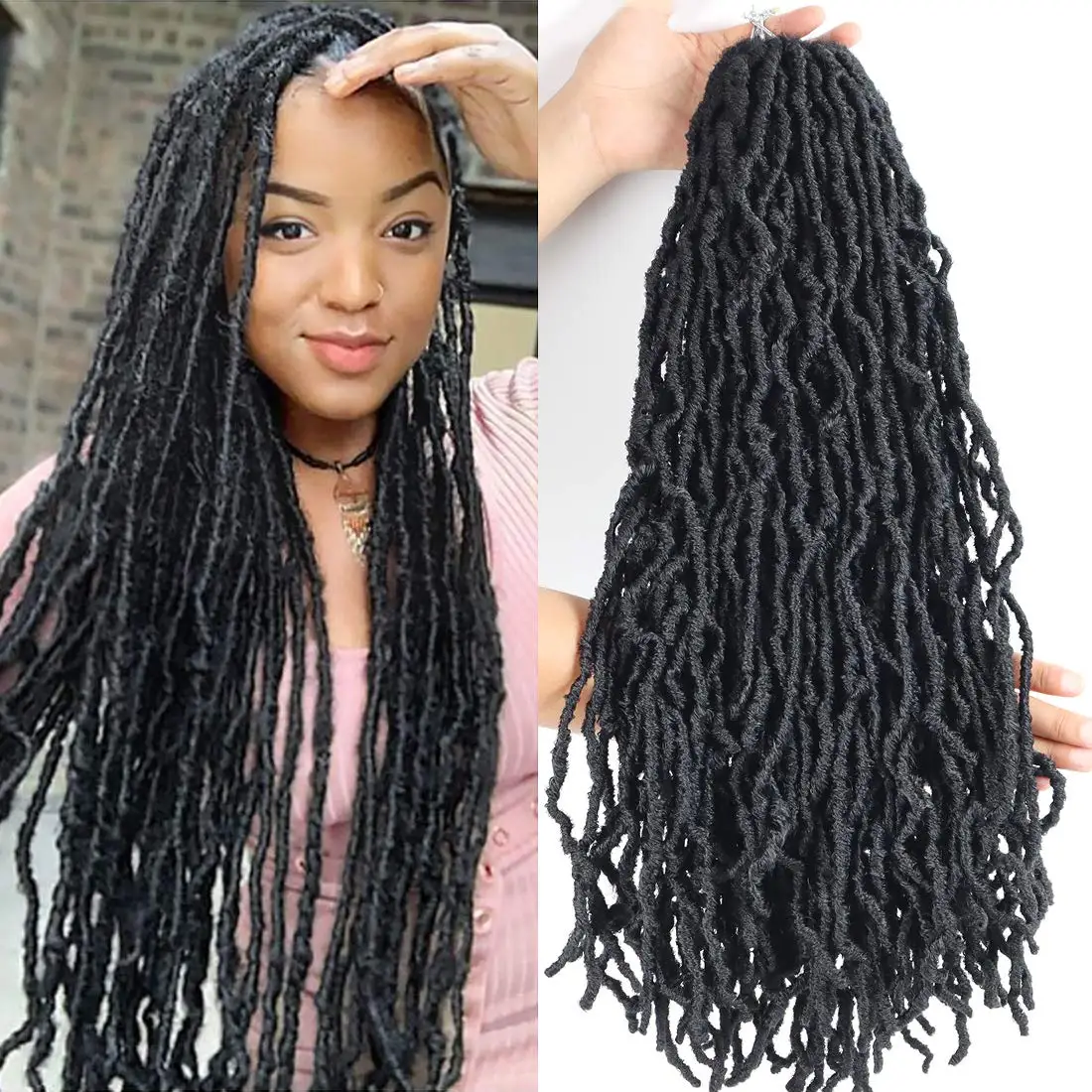 

Wholesale 14 18 24 36 inch Synthetic Crochet Braid Hair Extensions Ombre Faux locs Hair Pre Looped Crochet Hair