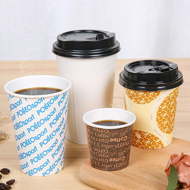 

Hot Disposable double paper cups Double layer hollow coffee paper cups thickened corrugated coffee milk tea paper cup with lid