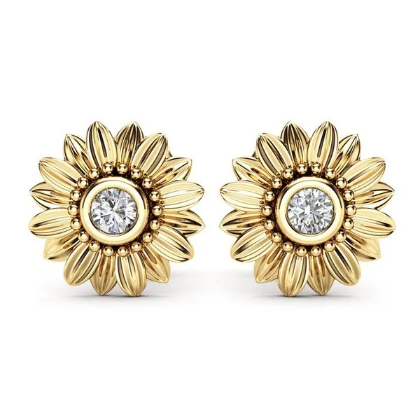 

2021 GT Hot Selling Bohemia Sunflower Earrings Fashion Gold Flower Earrings Women New Design Stud Earring