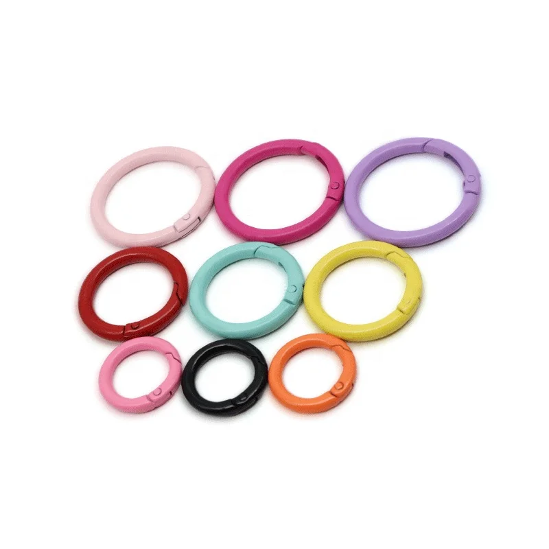 

Colored Spring Clasps Round Carabiner Keychain Bag Clips Hook metal O Ring