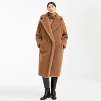 

winter high quality Women lamb wool Coat Faux Shearling Teddy Furry cashmere fashion fur long Coat jacket outwear parka coat