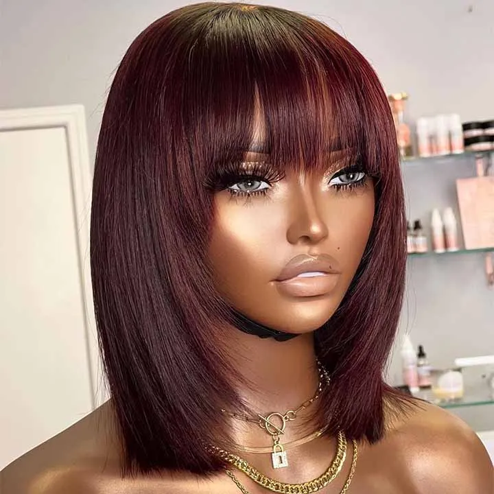 Wholesale Raw Brazilian Virgin Hair 99j Short Bob Wigs Human Hair 5X5 Lace Front Hd Lace Frontal Wig Vendors Human Hair Wigs