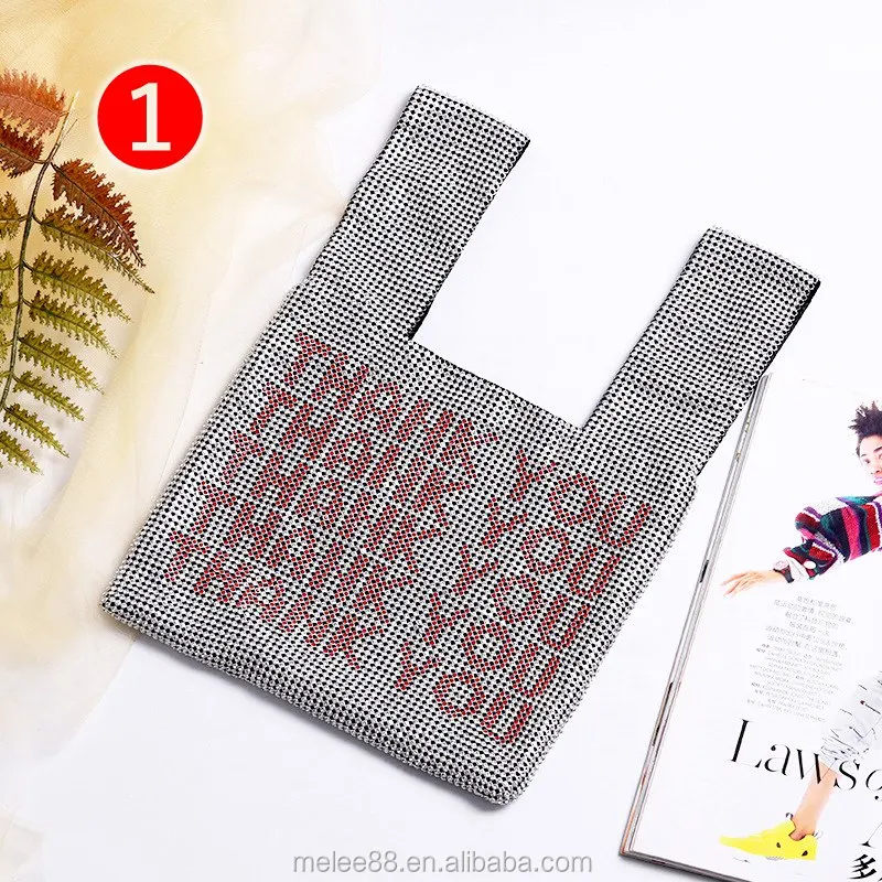 

Thank You Sequins Bags Rhinestone Purse clutch Designer Hand Bags Famous Brand Women Glitter Handbags Tote Bags Luxury Bag, White