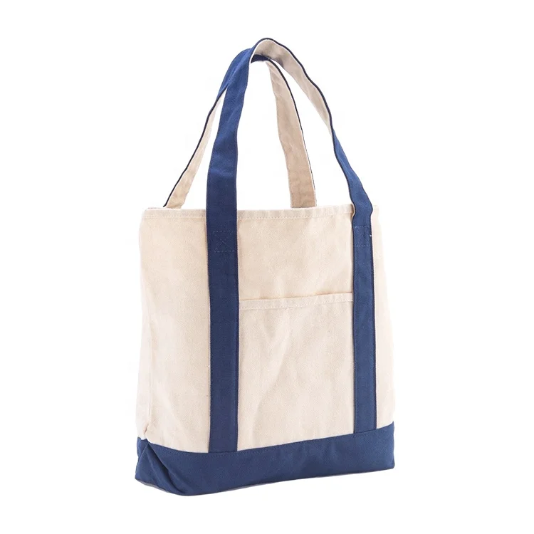 

Wholesale custom eco 12 OZ plain cotton heavy canvas tote bag with inside outside front pockets shopping