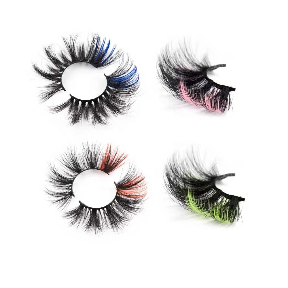

Rainbow multi color two tone colored tip mink eyelashes faux mink colorful ends eyelashes lashes wholesale