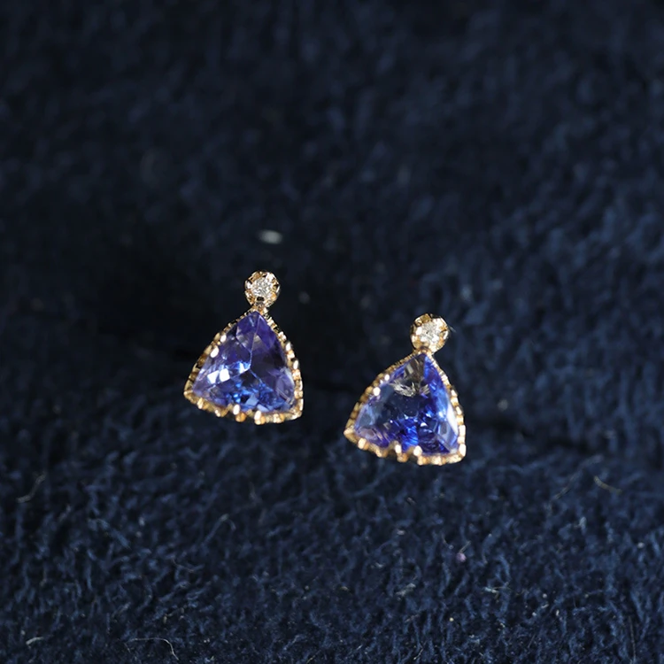 

2021 NEW DESIGN Tanzanite Blue zircon Gold plated S925 silver earrings