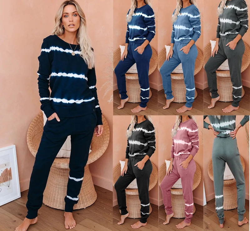 

Women's Pajama Set Super-Soft Plus Size Pyjamas long sleeve pajama set tie dye Loungewear women sets, Burgundy/black/navy