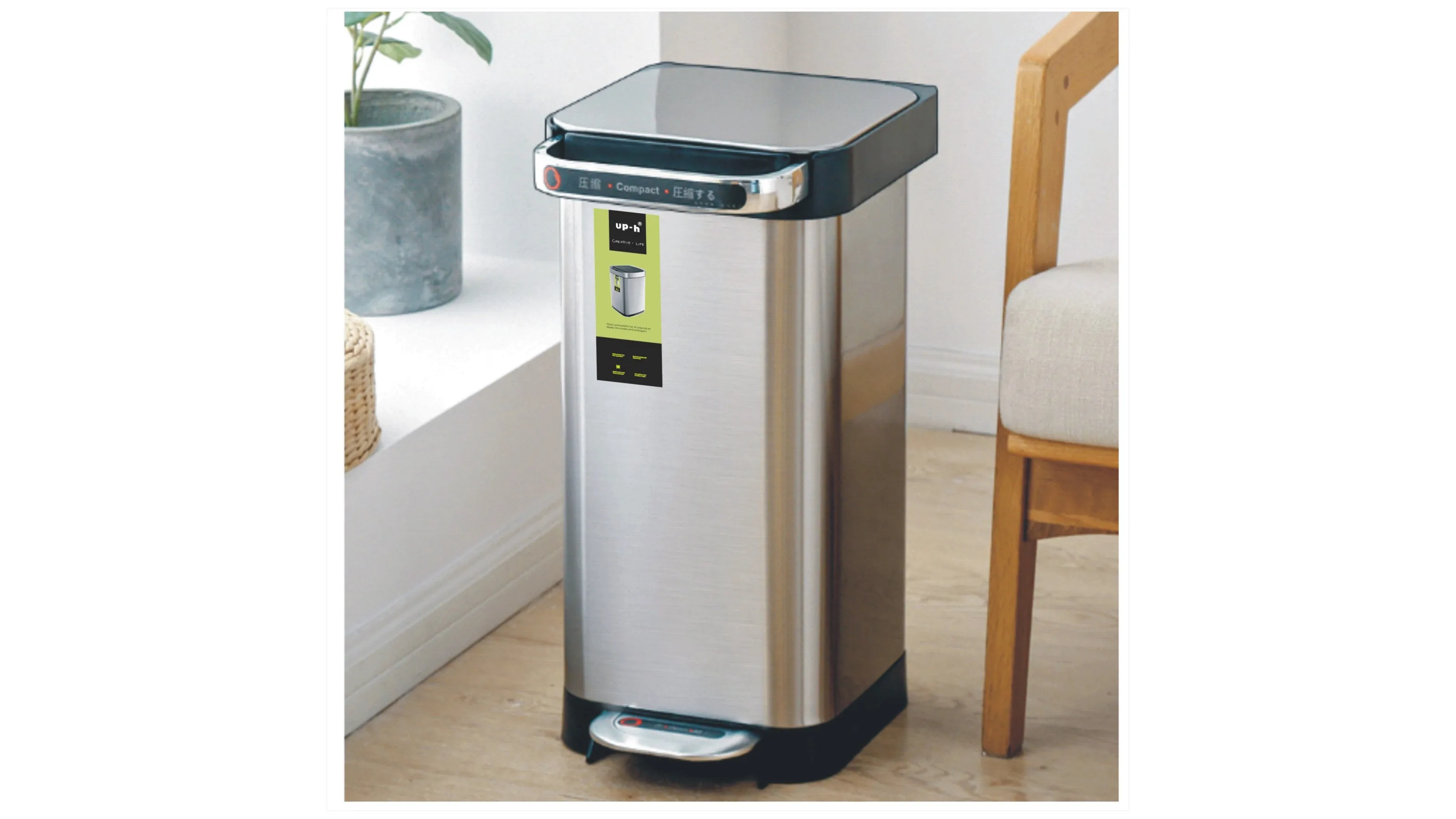25l Amazon Bestselling Compressed Trash Can Trash Compactor Stainless Steel Polybag+foam+carton