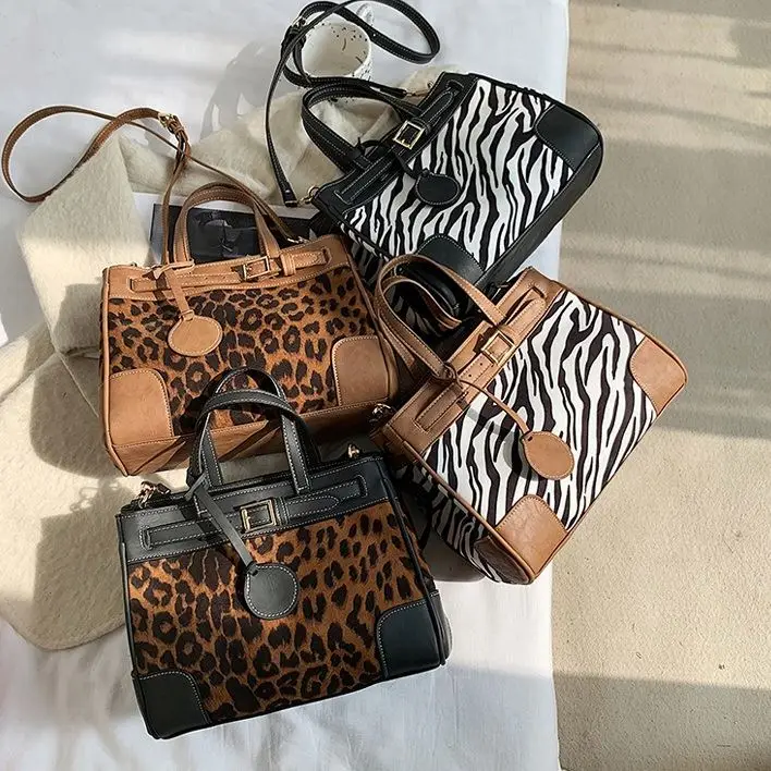 

New Arrivals Zebra Pattern Purses Girls Popular Large Hand Bags Young Woman Leopard Print Handbags For Ladies, Multicolor