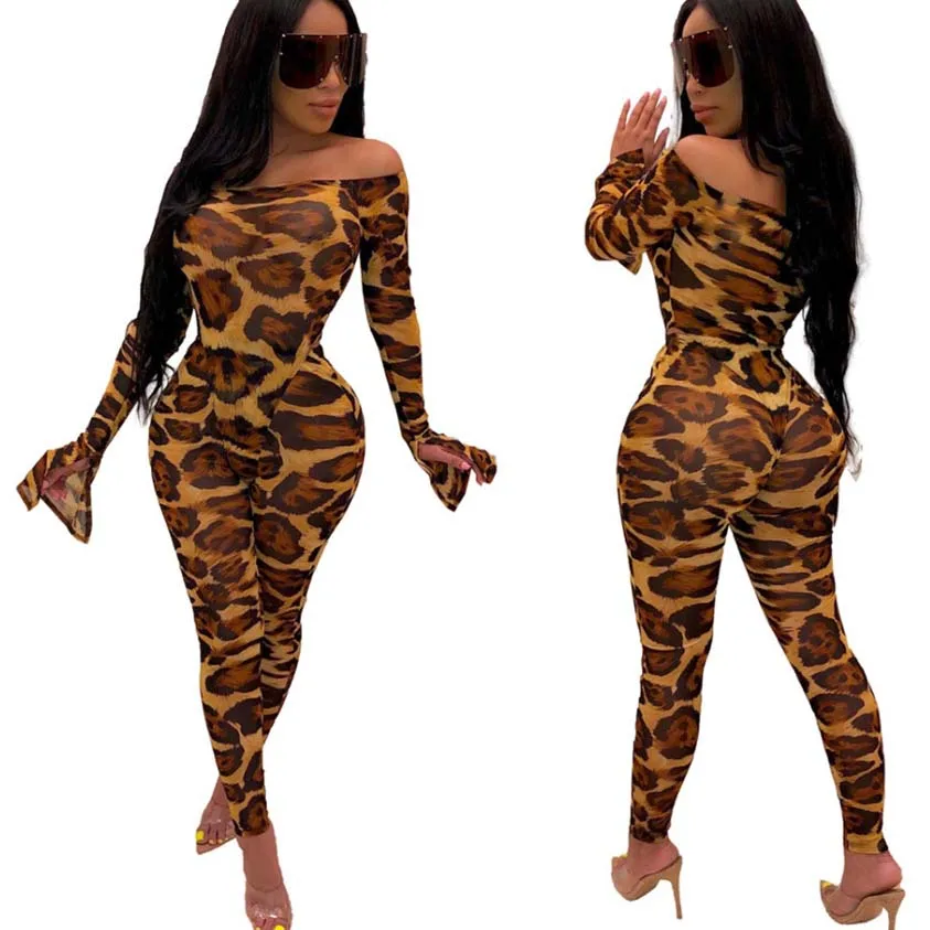 

FS0478D 2019 Hot sale sexy women leopard jumpsuits
