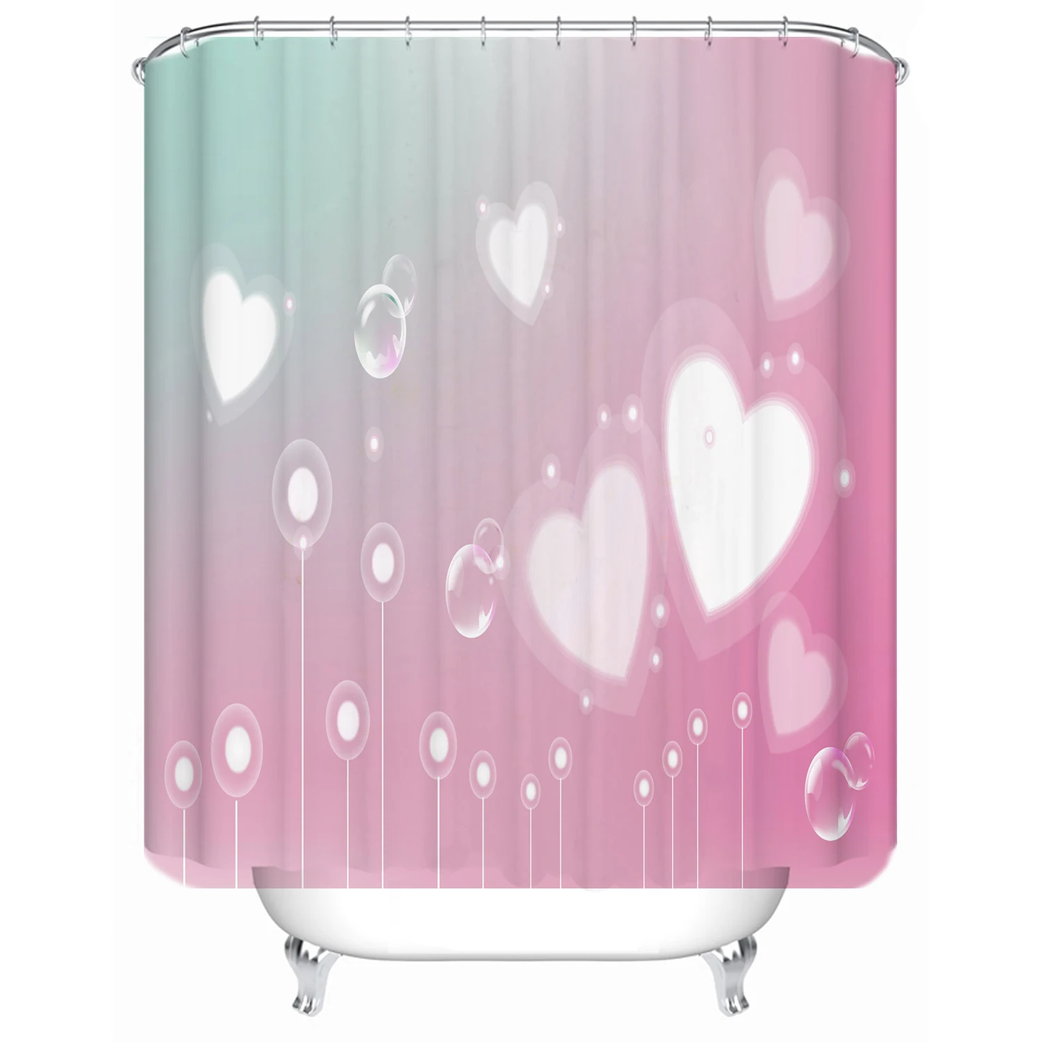 

180 cm x 180 cm waterproof fabric lining cover bathtub bathroom curtain simple pink can be customized printing shower curtain, Picture