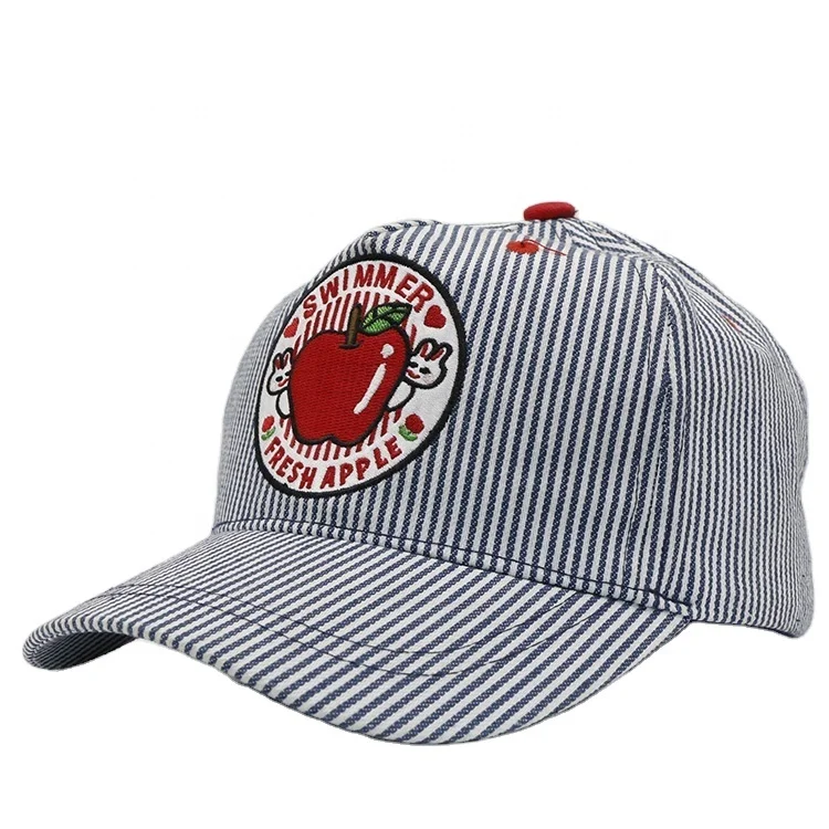 

kids striped applique baseball cap adjustable casual fashion striped caps