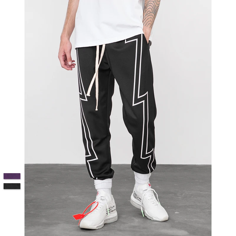 

2021 high quality cotton polyester mens streetwear lighting track pants