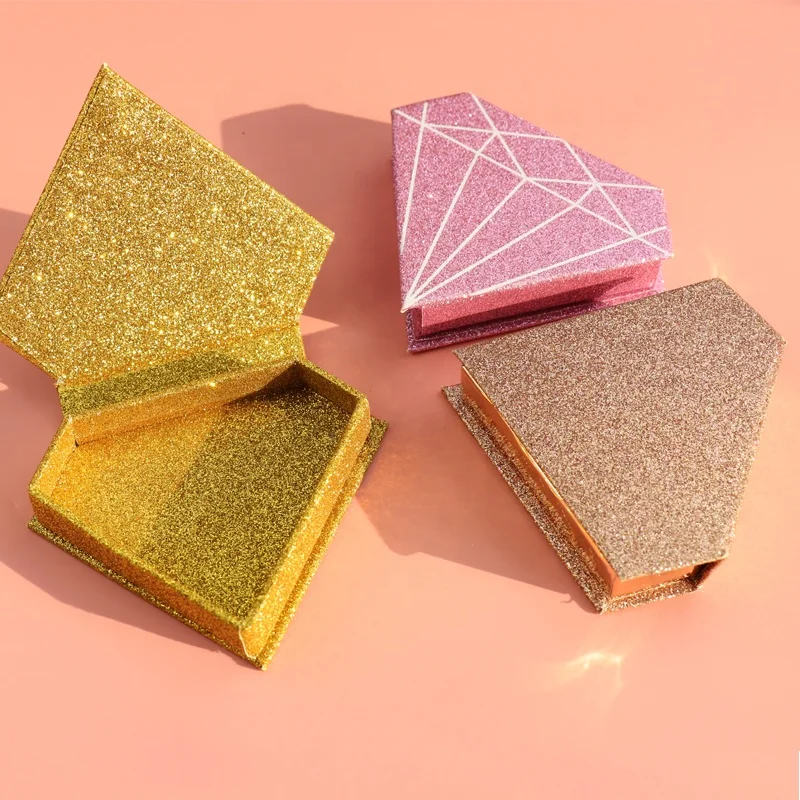 

Custom Logo Company Rose Gold Glitter 25mm Mink Lash Case Eyelash Packaging Box, Customized color