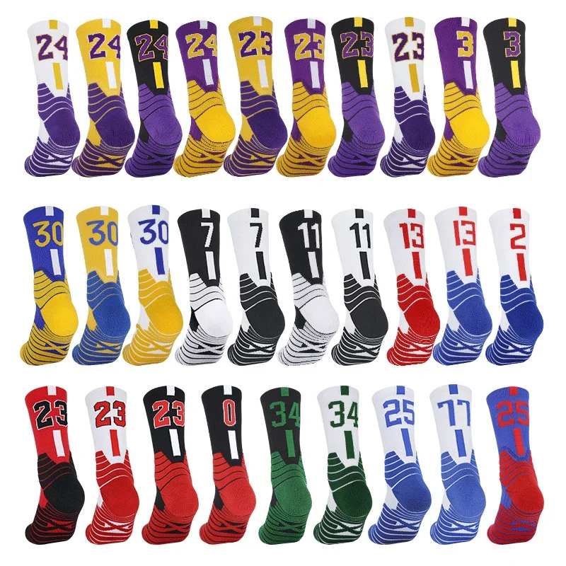 

Medium Crew Adult and Children Basketball Star Thickened Towel Bottom Professional Anti-slip Sports Socks, Customized