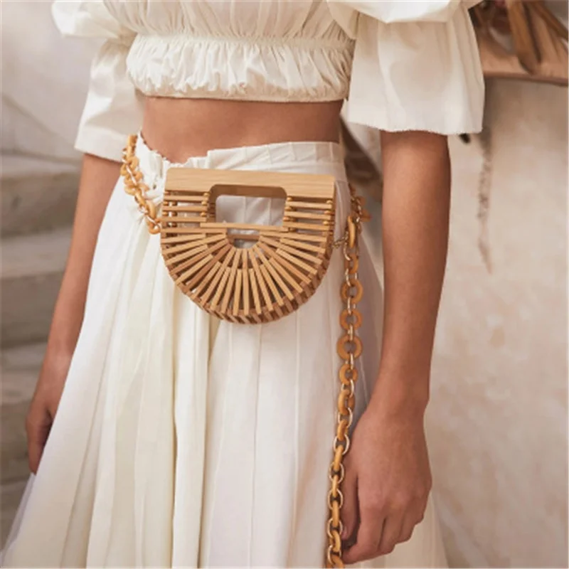 

Ancient style creative fashion bamboo woven bag Handmade Crossbody outdoor summer beach bag environmental shoulder bag, Customizable