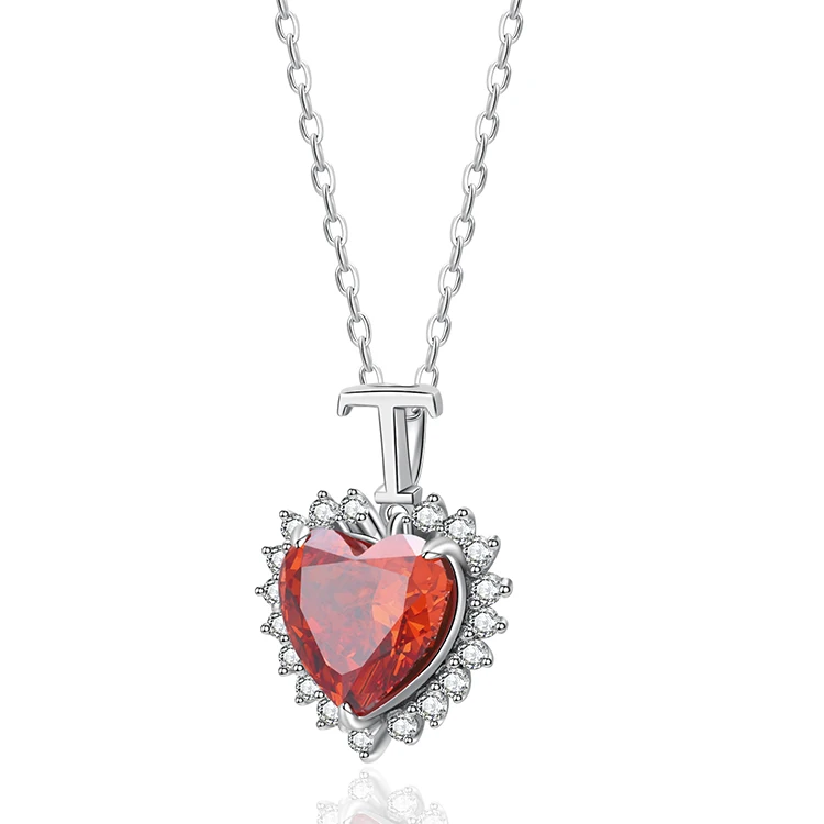 

2.0ct Heart shape Lab grown Ruby stone 925 Sterling Silver Necklace pendant, Red