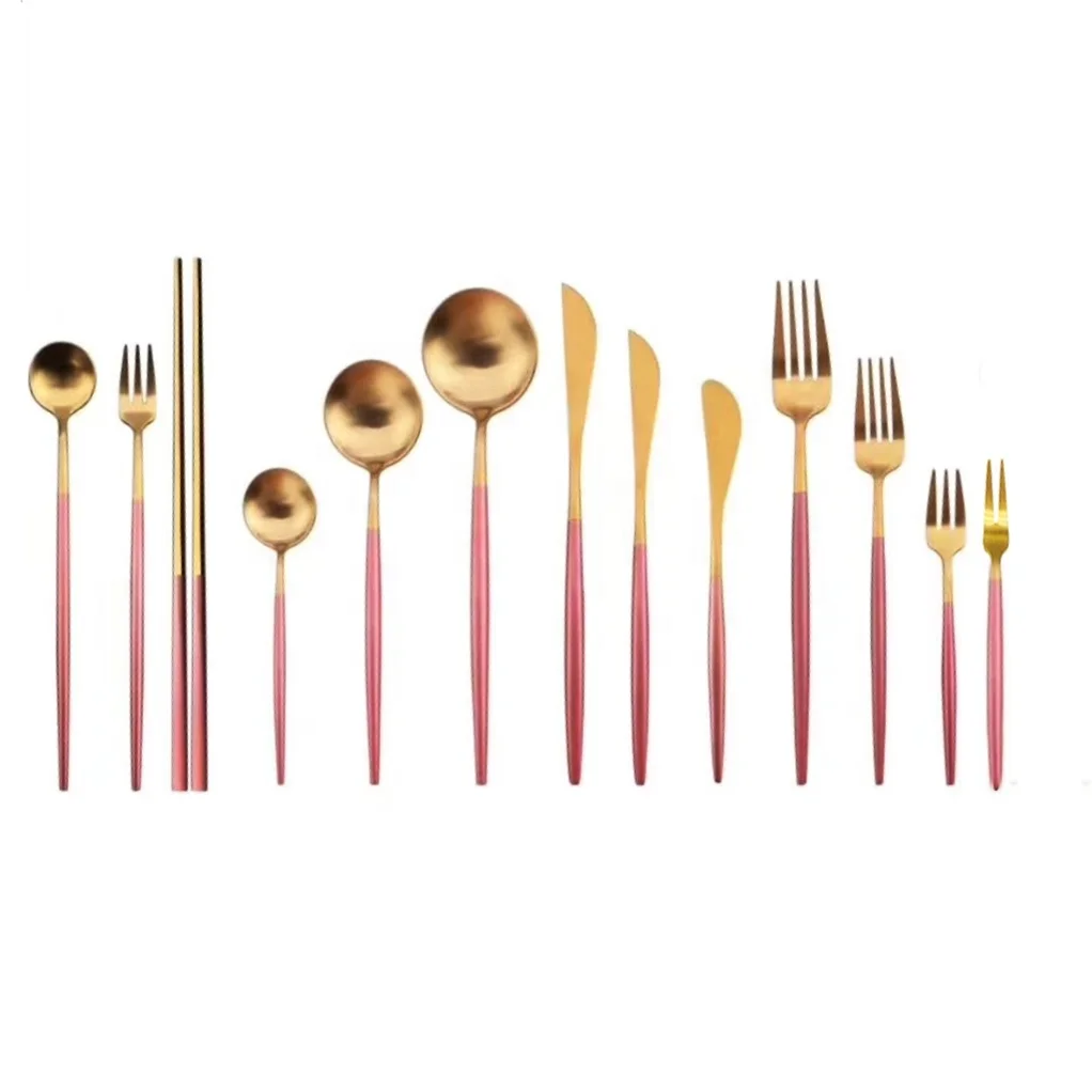 

Stainless steel cutlery colored flatware gold bronze flatware, Sliver/gold/black/rose gold