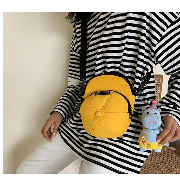 

Newest cat design zipper canvas crossbody bag for window shopping mini phone bag