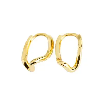 

Custom S925 Sterling Silver Glossy Geometric Irregular Earrings Thin Delicate Gold Plated Hoop Earrings For Women Jewelry, As picture ,many color