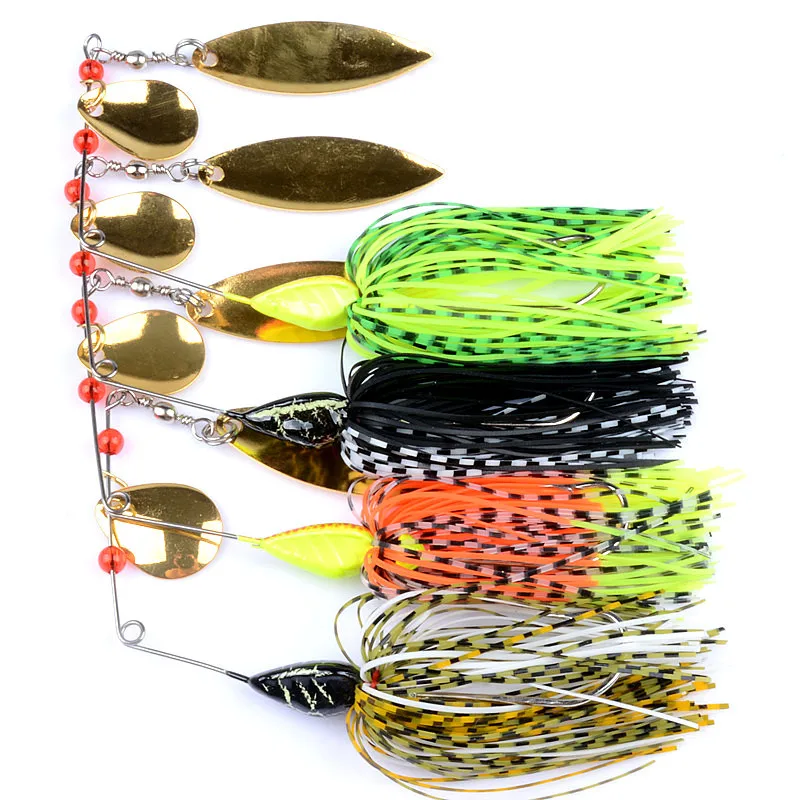 

4 colors 21.7g Spinner Buzzbait metal head fishing lure bait chatter bait wobbler isca artificial rubber skirt for bass pike