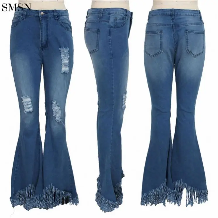 

New Trendy Streetwear Ripped Tassel Woman Pants 2021 Jeans Women Ladies Jeans Trousers Women's Jeans