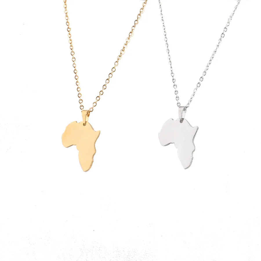 

Customize Stainless Steel African Map Pendant Necklaces, Gold,silver