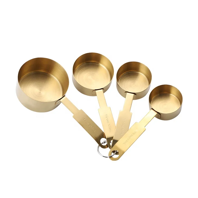

Amazon hot selling gold measure cup baking tools stainless steel measuring spoon cup set With scale for kitchen accessories, Sliver