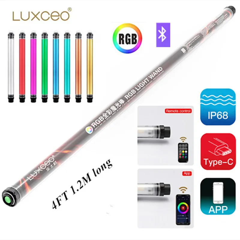

LUXCEO P120 4FT 1.2m LED Photography Light Stick Waterproof IP68 RGB Video Light Wand with APP Control for photographic lighting