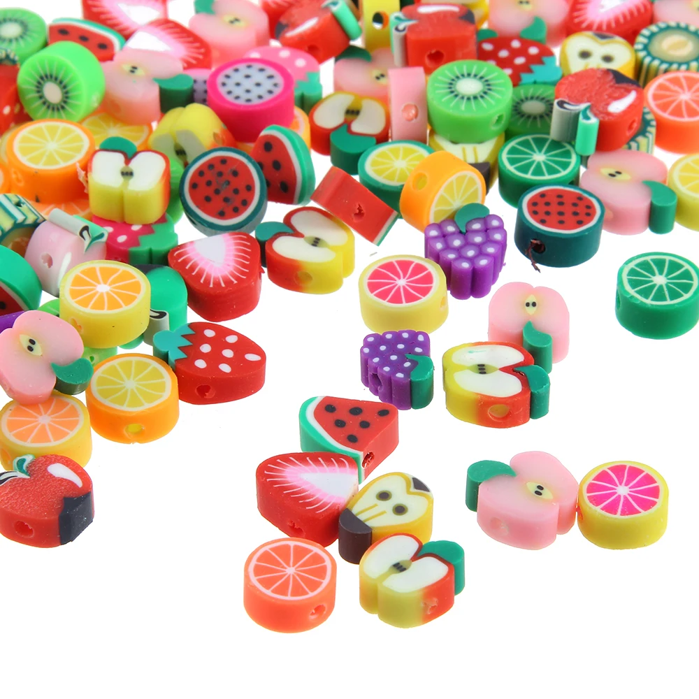 

Wholesale Mix Design Fruit Polymer Clay Beads For Girls Jewelry Making Bracelet Spacer Beads Diy Accessories, Mixed