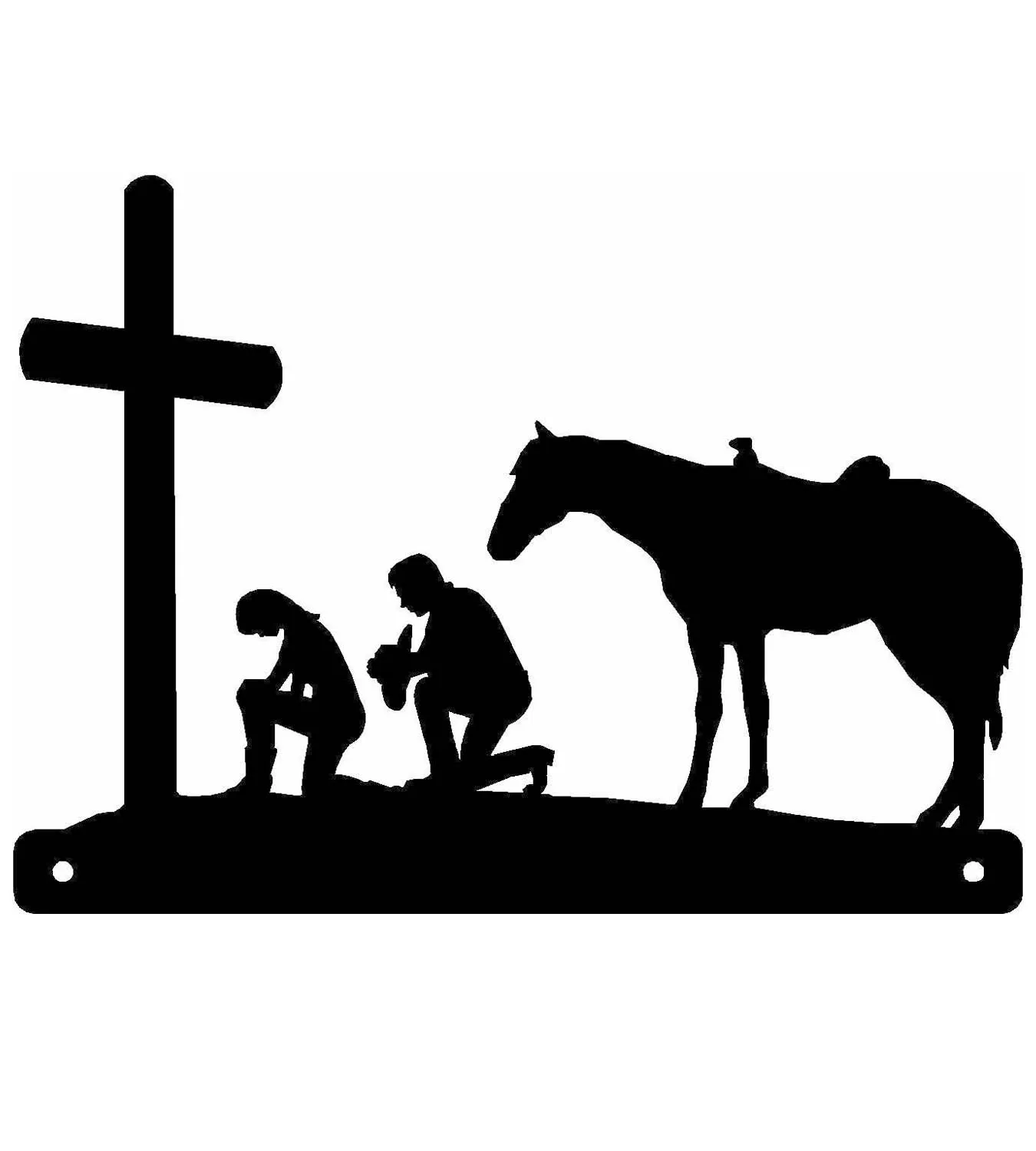 

Yinfa Cowboy & Cowgirl At The Cross: Metal Art Christian Sign 12" X 9" Metal Wall Art