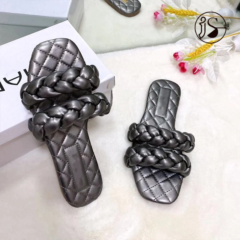 

Two braided straps hot selling slides women slippers, Picture